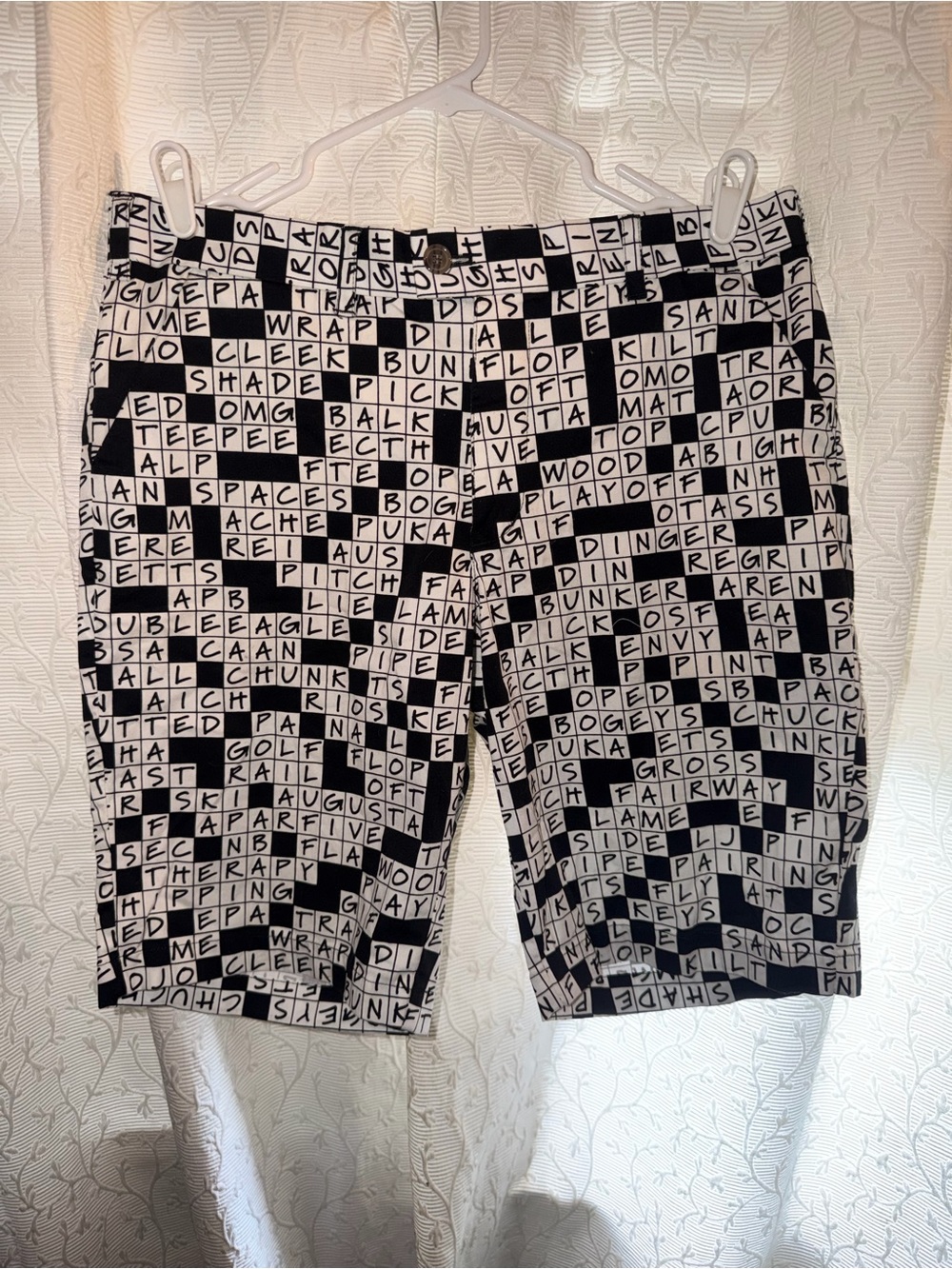 Loudmouth crossword puzzle golf shorts